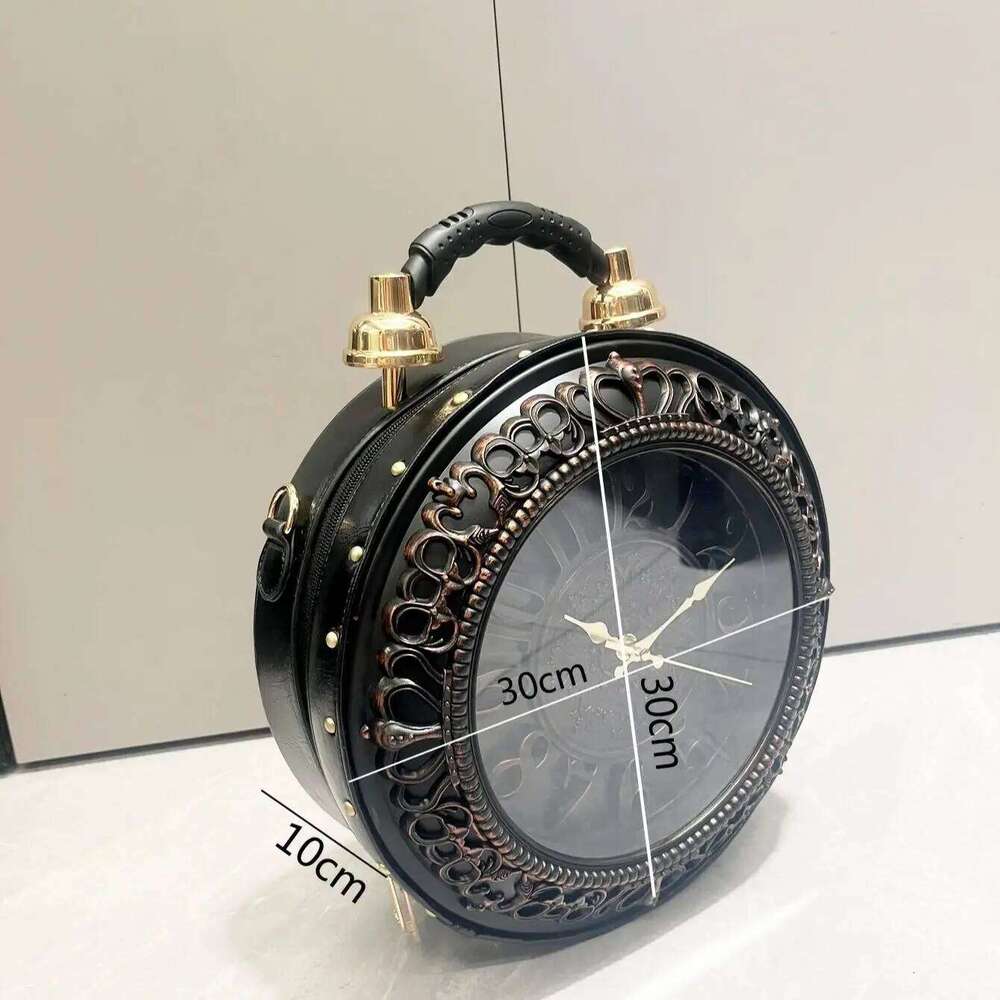 Designer Purses and Handbags Shoulder Bags clock-shaped funny Women's round pu leather Woman's bag