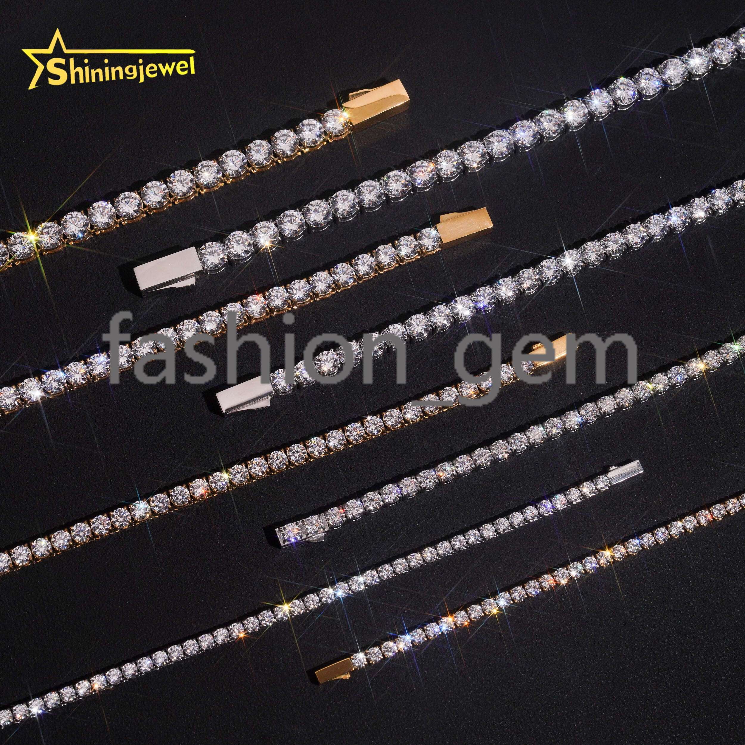 Factory Price Hip Hop 3mm 4mm 5mm 6mm moissanite Tennis Chain 925 silver Fashion Chain Men Women moissanite Diamond Tennis Necklace