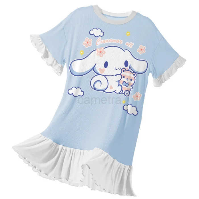 Sanrio Anime Sanrio Nightdress My Melody Kuromi Cinnamoroll Pajamas Cartoon Woman Pajamas Summer Girl Dress Parent-Child Home ClothesXJ250618XJ250618