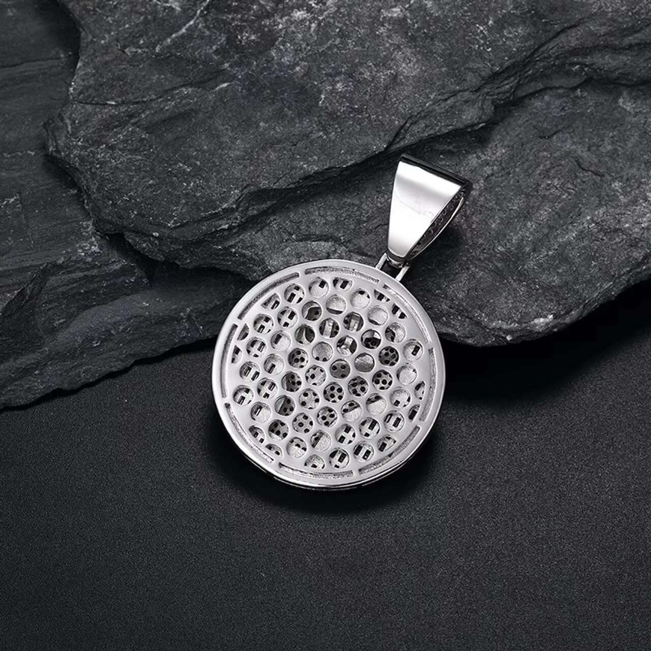 Luxury Streetwear Style for Him: Glittering 3D 'Power Fist' Design Engrailed Pendant
