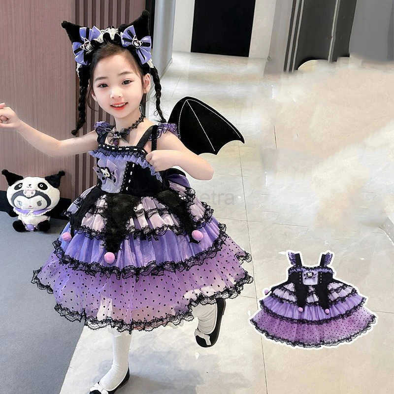 Sanrio Sanrio Dress Kuromi Lolita Christmas Childrens Costume Dresses Puffy Skirt Suit Cute Anime Kawaii New Party Clothes GiftXJ250618