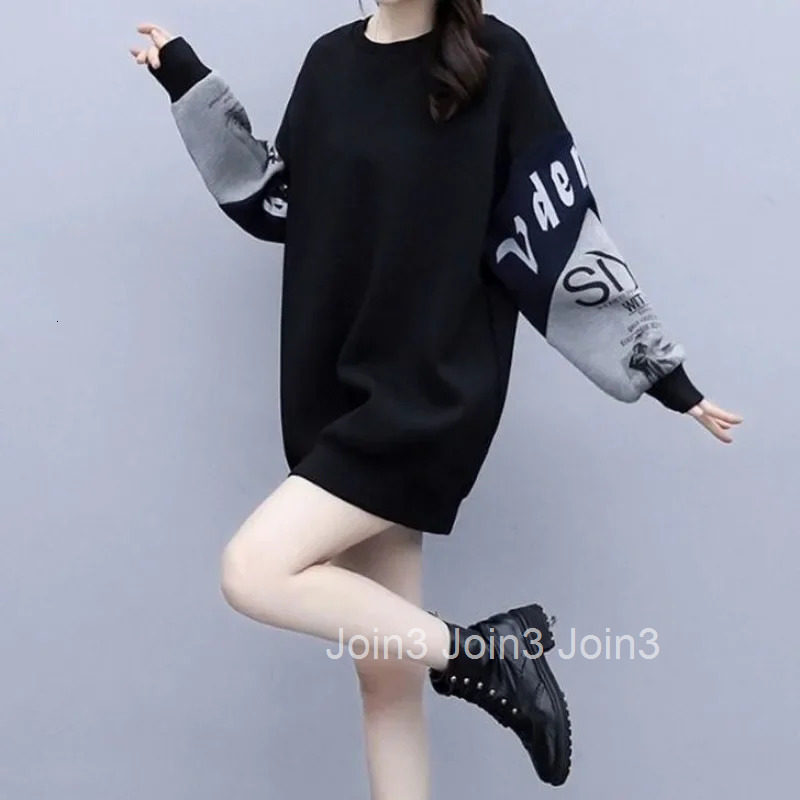 Black Spring and Autumn Korean Fashion Female Top Long Sleeve Pullovers On Promotion Kpop Clothing Novelty M Womens Sweatshirts