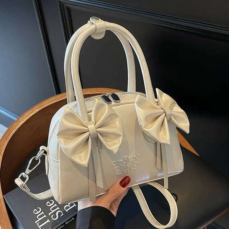 2025 New Sweet Girl Style Bow Portable Boston Fashion Niche Design Versatile Messenger Bag Women
