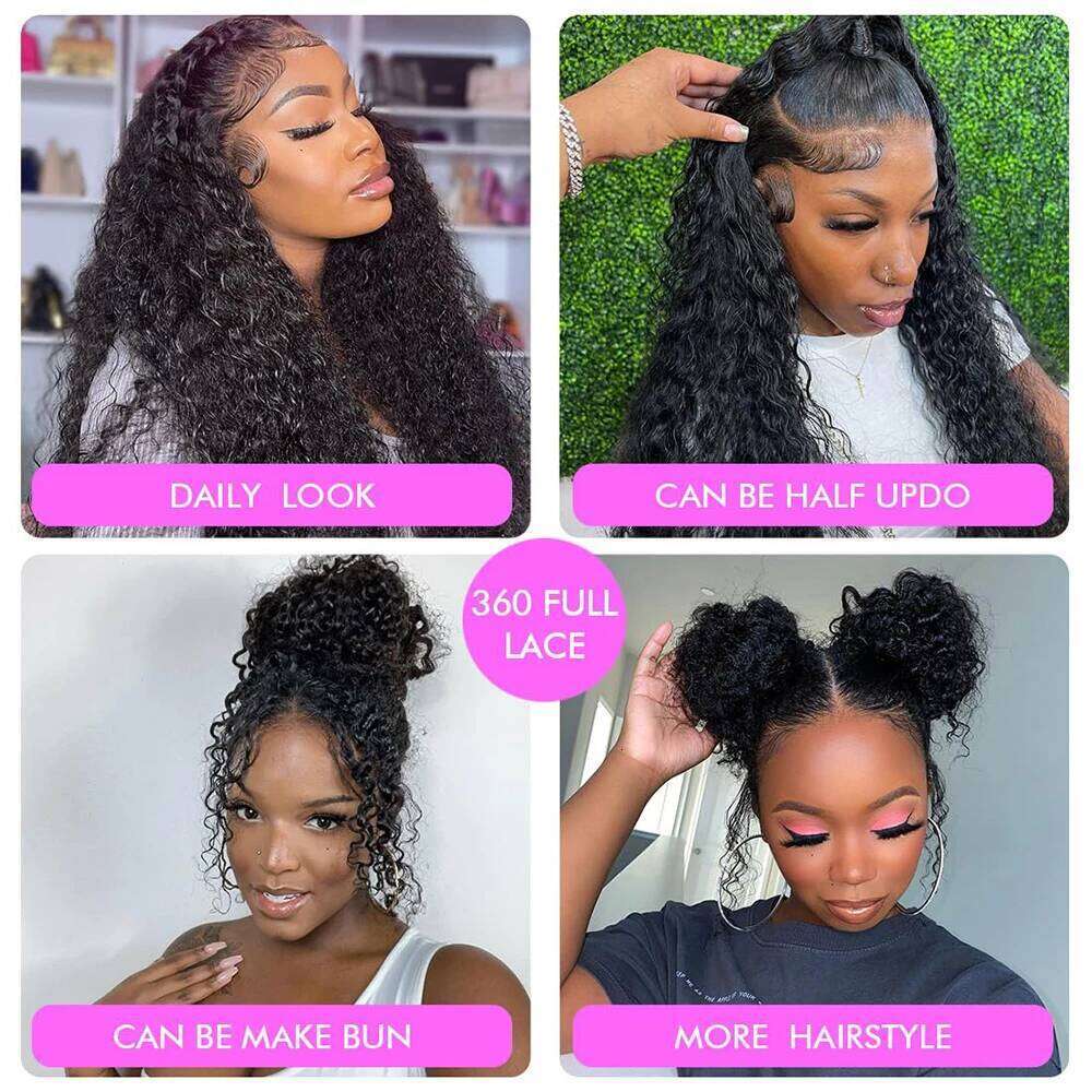 250 Density Invisible HD Full Precut 360 Lace Frontal Deep Curly Hidden Strap Glueless Human Hair Wig