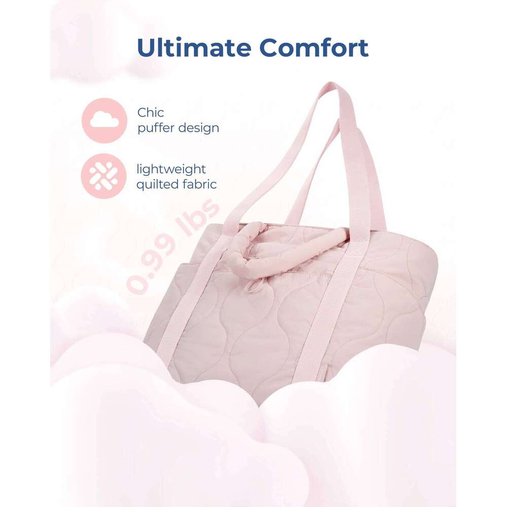BAGSMART Lightweight Boston Women's Puffer Tote Quilted Work Travel Bag Large Padded Handbags Shoulder Bags High-Quality