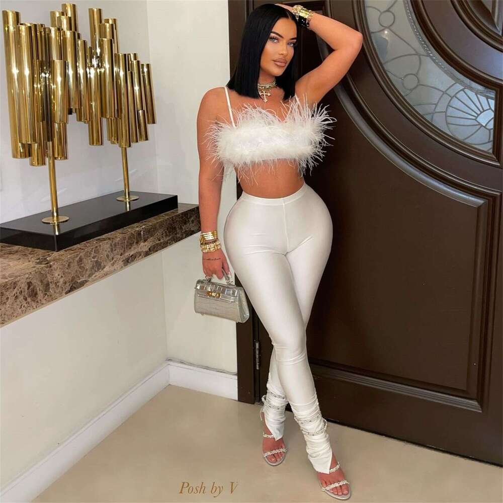 Summer New Women's Fashion Personality Sexy Style Spaghetti Strap Backless Tube Top Bodycon Pants Set B5