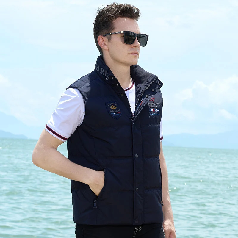 DownFeather Men Vest 79% Duck Down Bruce Shark Thicken Coat Casual Fashion Business y Winter Big Size 250617