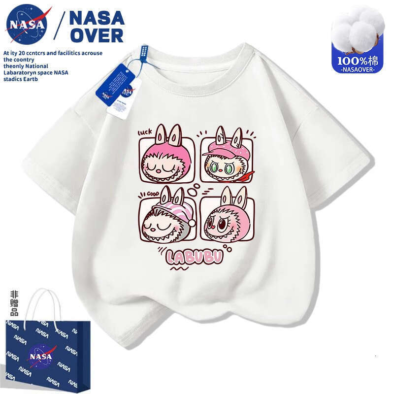 NASA Children's Labubu Short T-Shirt Summer New Cute Half Sleeve Top Boys and Girls Clothing