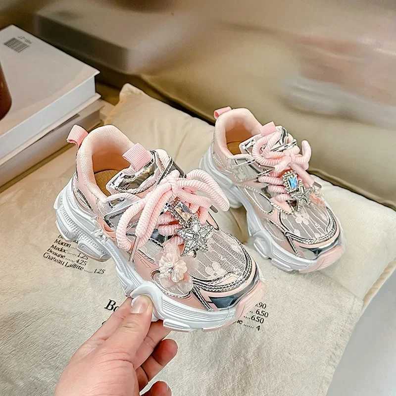 Girls Running Shoes Princess Style Flowers Children Sneakers Thick Soft Sole Non-slip 2025 New Kids Sports Shoes Mesh Breathable Z250618