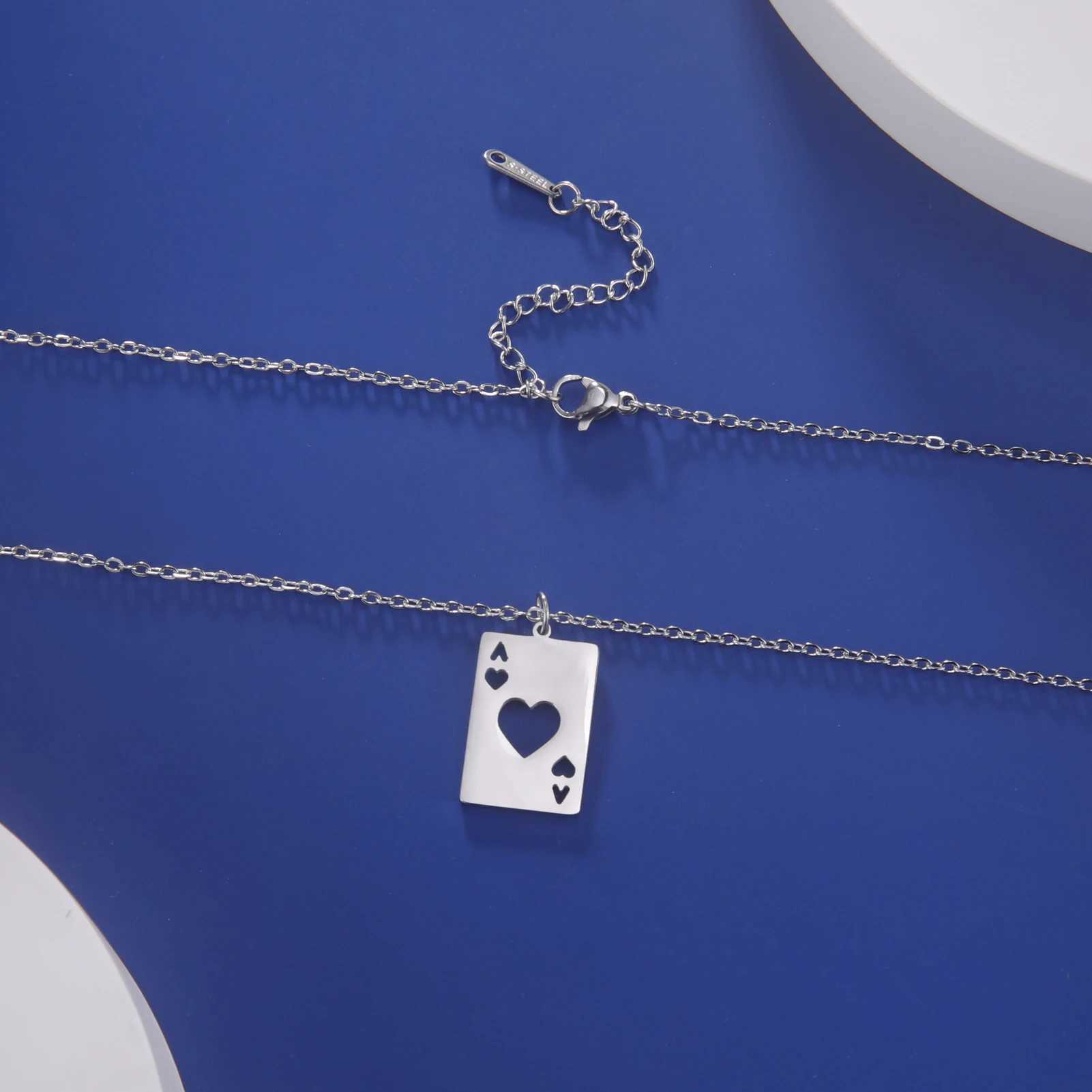 Heards Ace A Necklace Texas Poker Chain Never Card Game Gift For Women Men Stainless Steel Gold Color Pendant Fashion Jewelry W250618