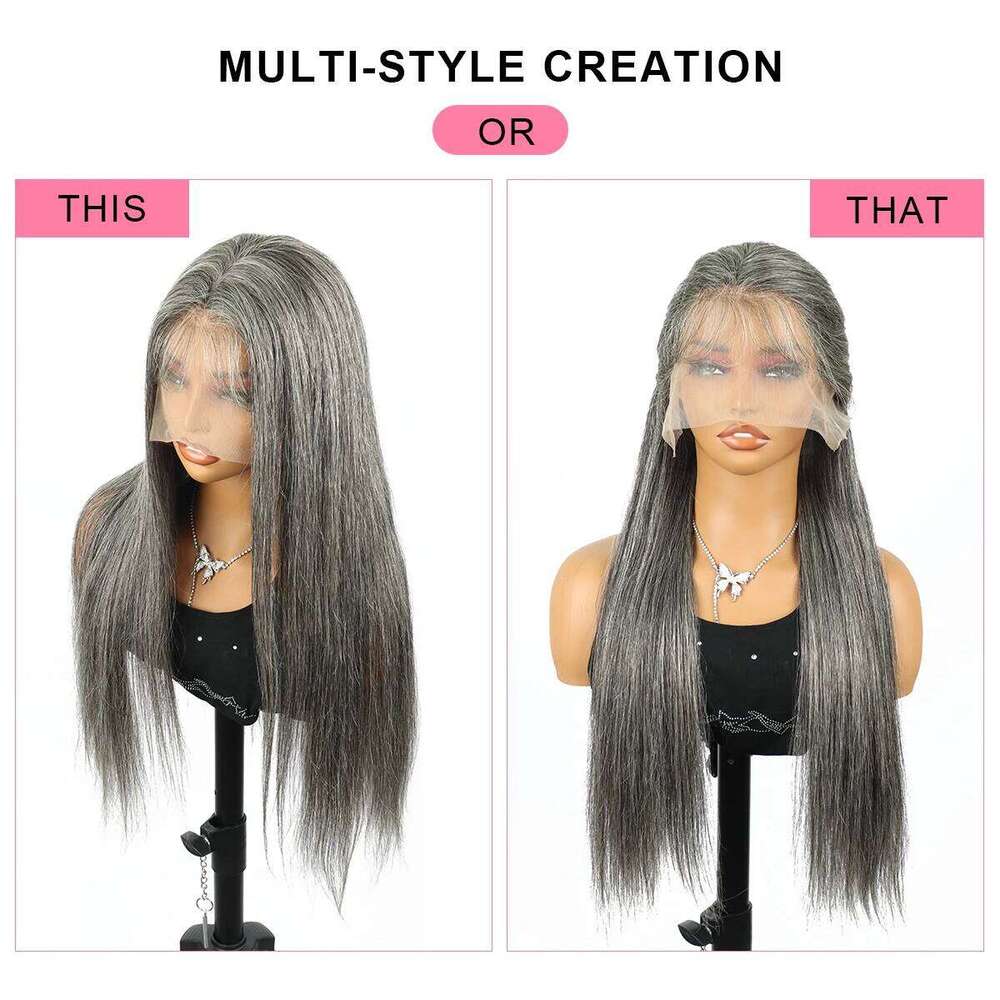 100% Remy Salt And Pepper 13x6 HD Frontal Brazilian 30 32Inch Colored Bone Straight Lace Front Wigs Human Hair Wig