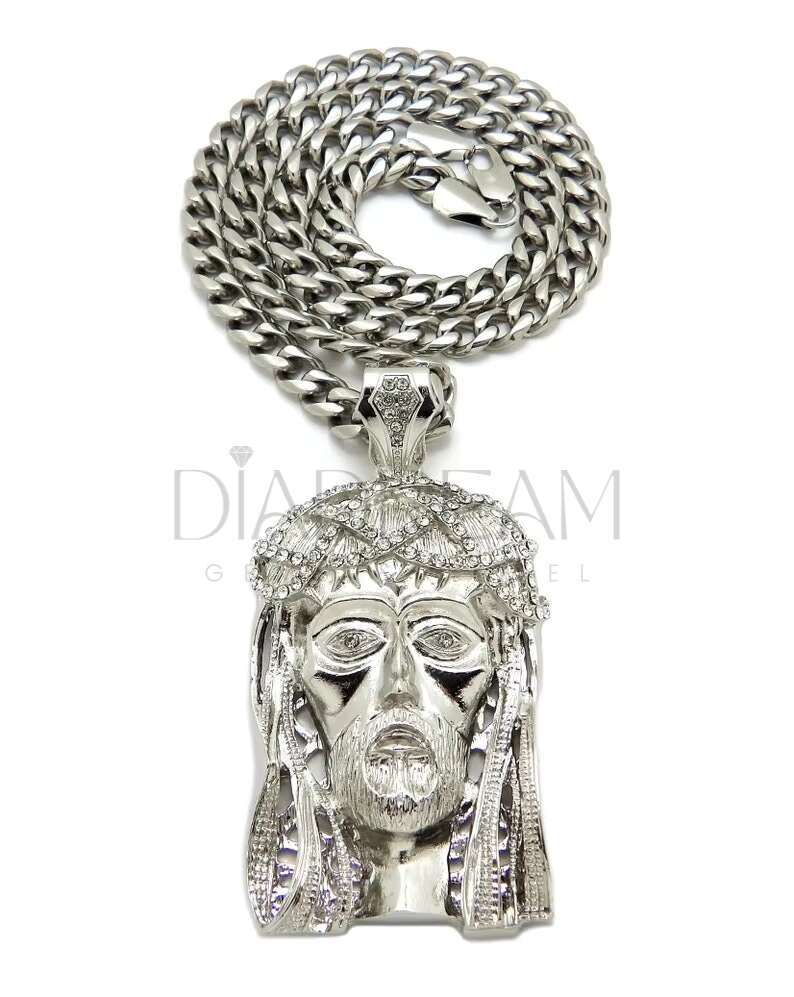 Trendy Moissanite Diamond Face Pendant 925 Sterling Silver Cuban Chain for Wedding Engagement Gift Hip Hop Style Necklace