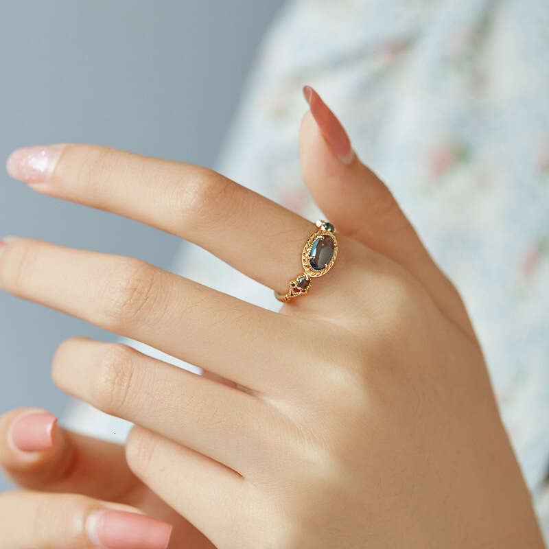 Every Sea is an Island for Women Ins Style Anti-Topaz Gold-Plated Simple Open Ring