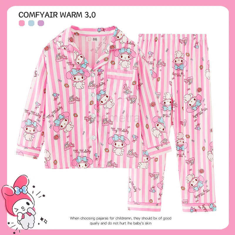 Sanrio Cute Kids Pajama Sets Trendy Pretty Lovely Print Soft Loose Children Nightwear Suit Comfortable Breathable Autumn Winter XJ250618XJ250618