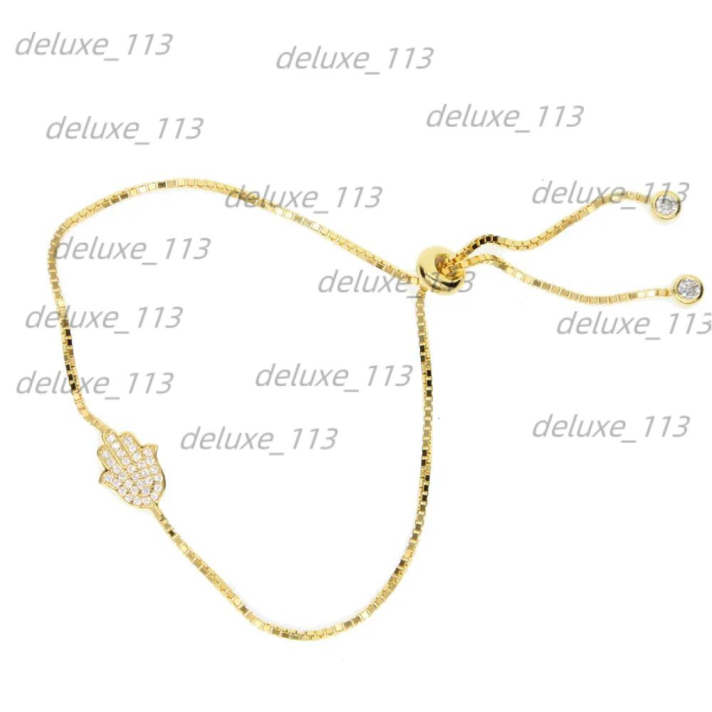 Adjust Slider Chain Tiny Cz Paved Hamsa Hand Charm Bracelet Sterling Sier High Quality Lucky Lovely Girl Women Gift Jewelry