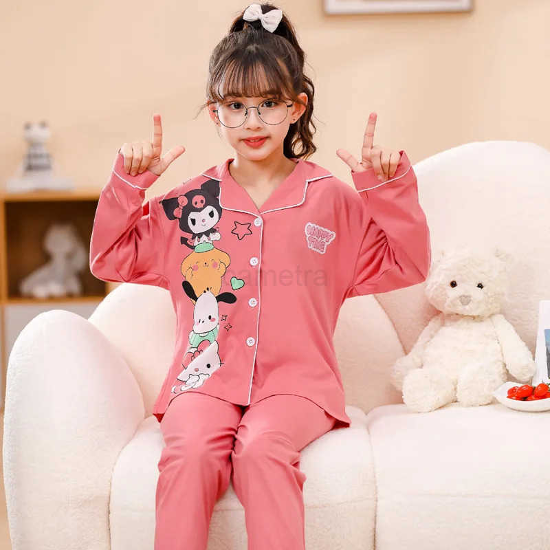Sanrio Cute Kuromi Girls Pajama Sets Harajuku Lovely Cartoon Print Night Clothes Set Soft Suitable Comfortable Indoor Costume Autumn XJ250618XJ250618