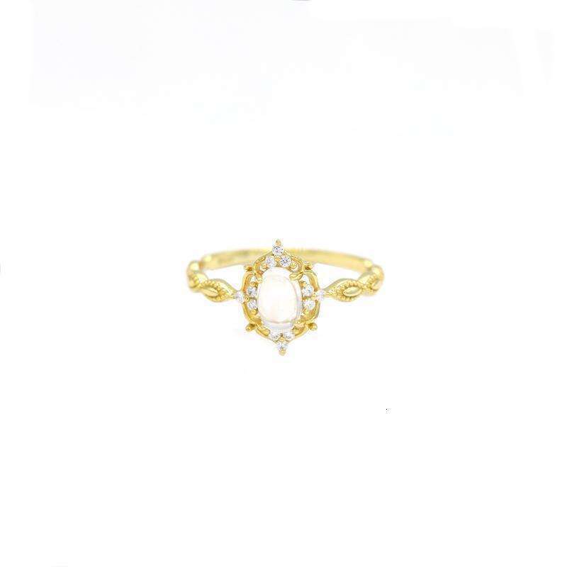 Inlaid Anti-Moonstone for Women, Ins Style, Niche Design, High Aesthetic, Adjustable Open Ring