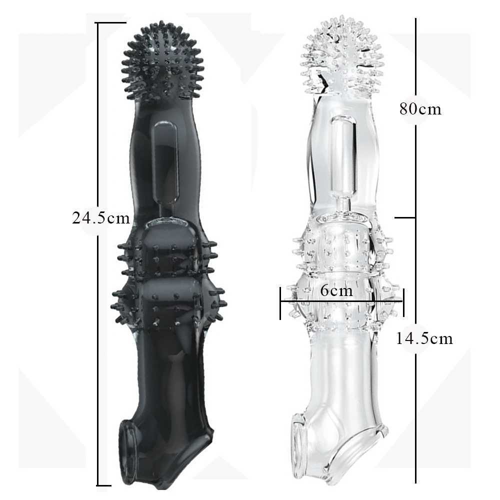 Reusable Condoms Extend 8cm Penis Enlargement Sleeve Vibrator Cock Ring Sex Toys for Men G Spot Vibrating Delay Ejaculation W250618