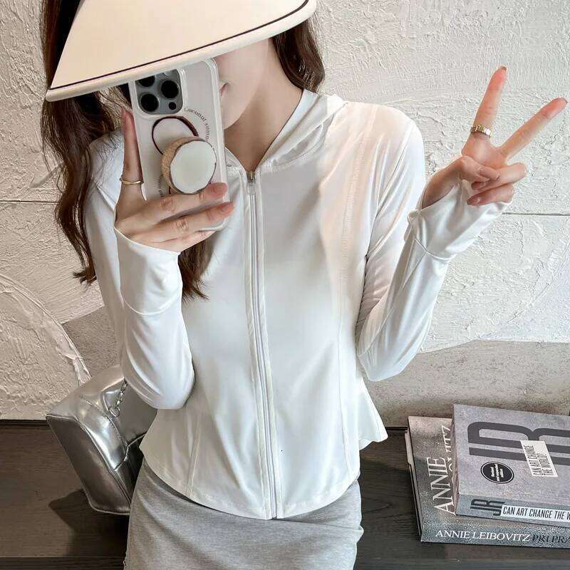 Long Sleeve Hooded Clothing Women, UV Protection Clothing, Original Thin Thread Section, Ice Silk for Outdoor Yoga, Summer