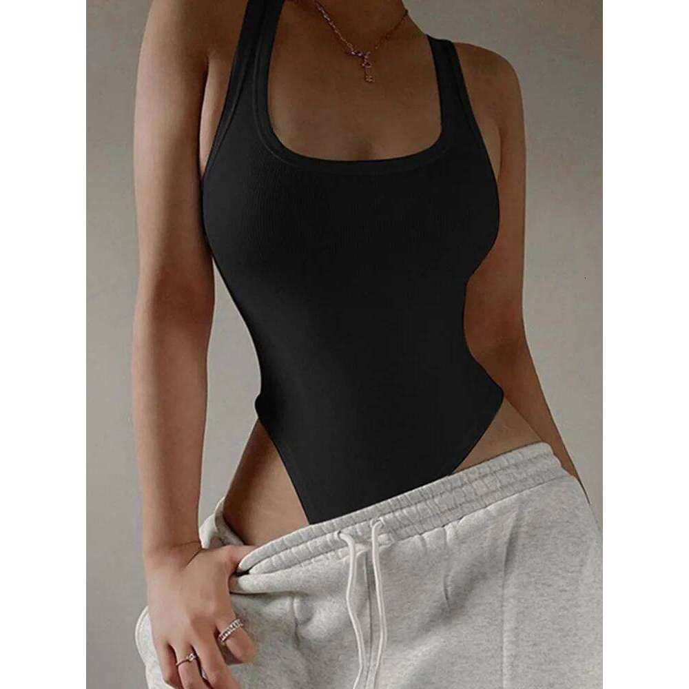 Sleeveless Knit Bodysuit 2024 Hot Summer Sexy Bodycon Off Shoulder Halter Tops Casual Street Bodice For Women Clubwear