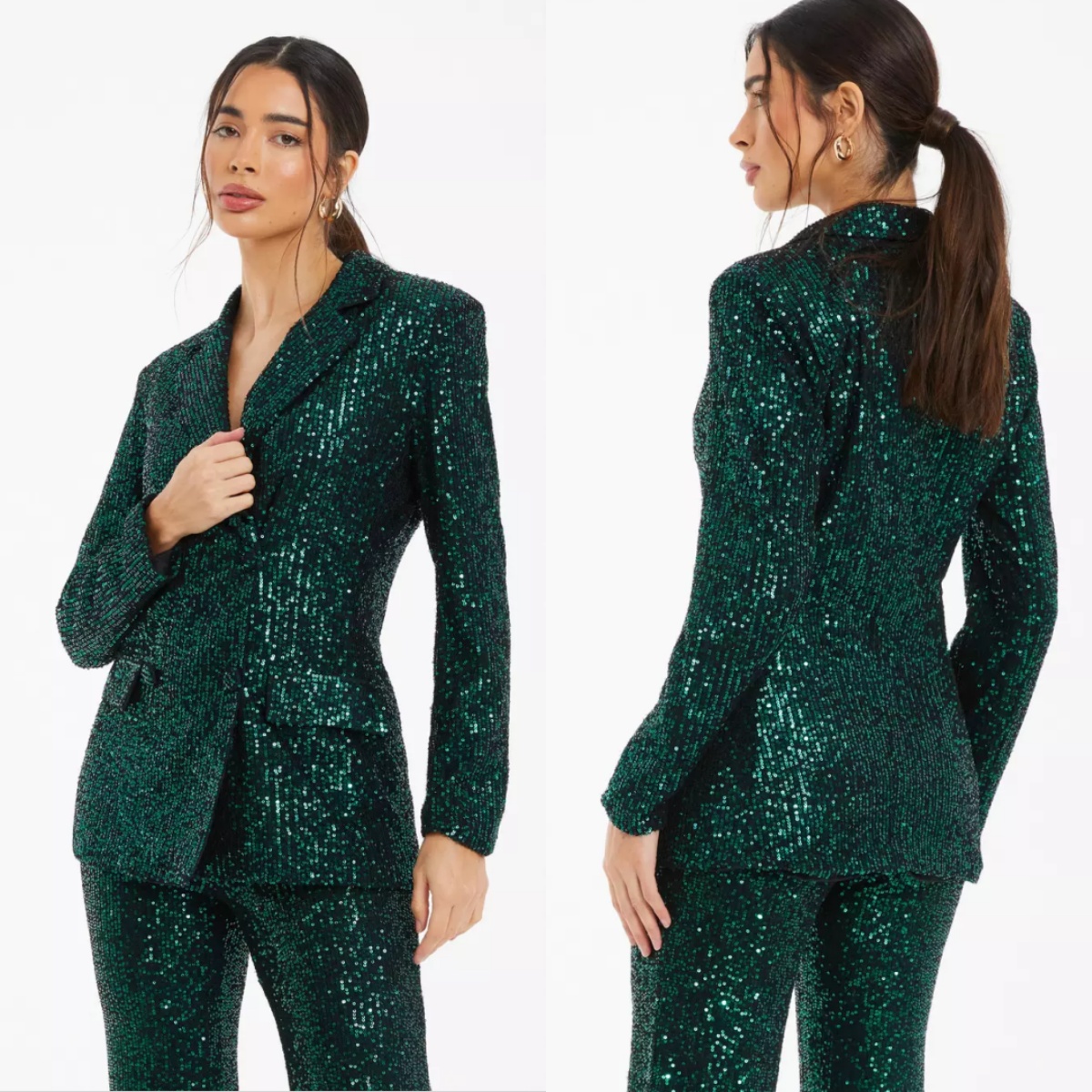 New Women Suits Prom Gowns 2-Pieces Coat Pants Special Occasion Dresses 3D Sequins Lace Side Slit Evening Dresses Customized Vestido De Novia