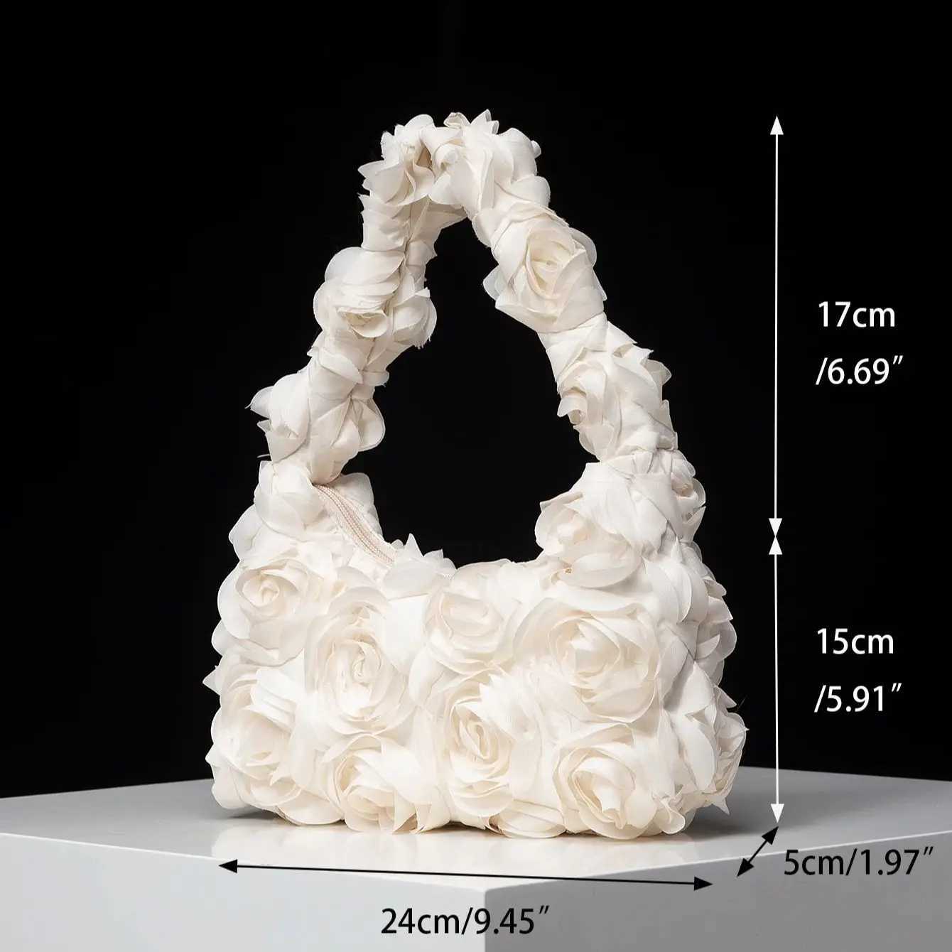 Rose Flower Shoulder Bag Tote Bags for Ladies Moon Bag Paorm Dresses for Women Wedding Items Party Bag (Random Pattern) Z250618