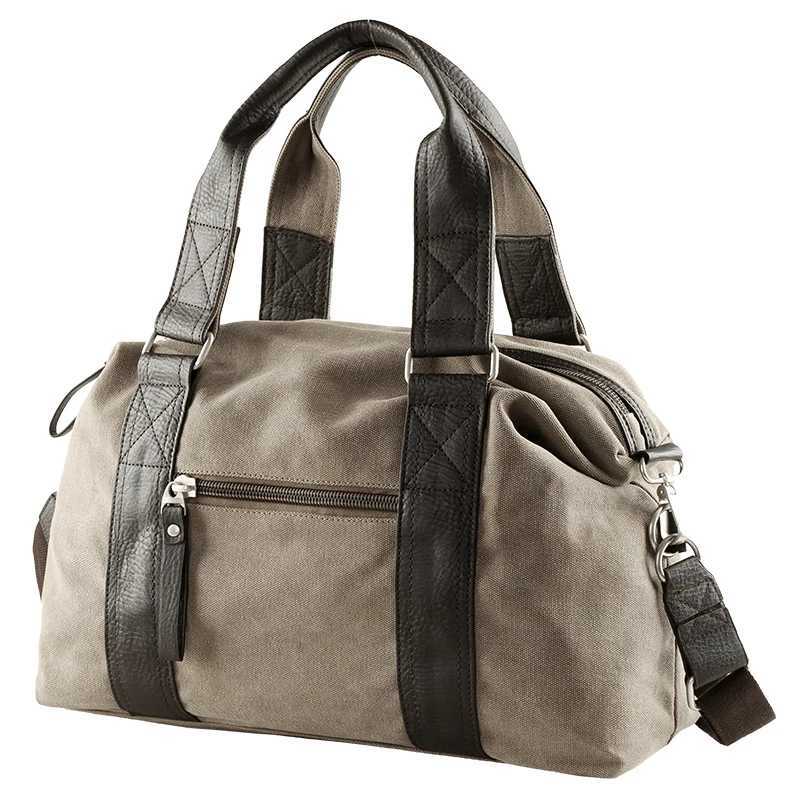 Vintage Canvas Leather Men Travel Bags Carry On Luggage Bag Men Duffel Bag Handbag Travel Tote Large Weekend Bag W250618