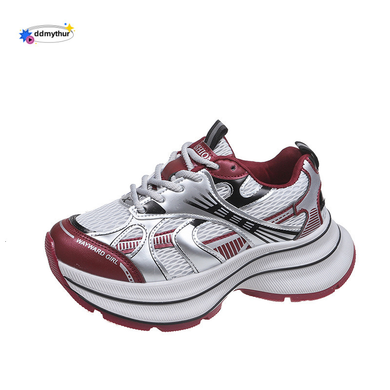 Silver Dad Sneakers for Women 2025 Spring Summer New Thick Sole Height Increasing Versatile Mesh Breathable Sports Casual Shoes ddmythur