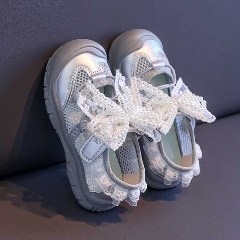 New Children Causal Girls Sports Shoes Summer Breathable Sweet Princess Lace Bowknot Shoes Fashion Kids Mesh Shoes Soft Non-slip Z250618