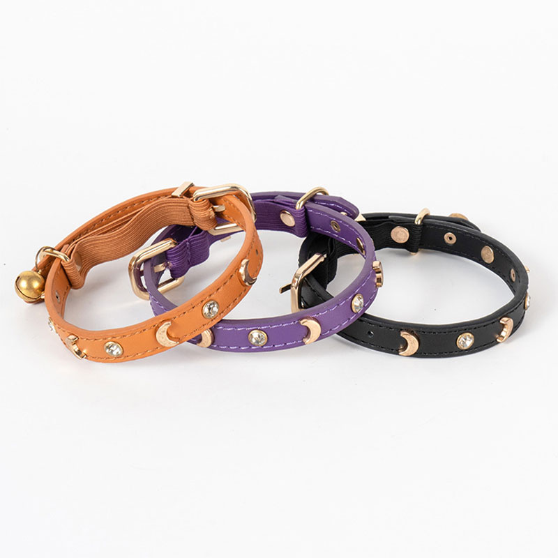 Dog collar, adjustable designer leather fashionable casual dog and cat neck strap pet collar