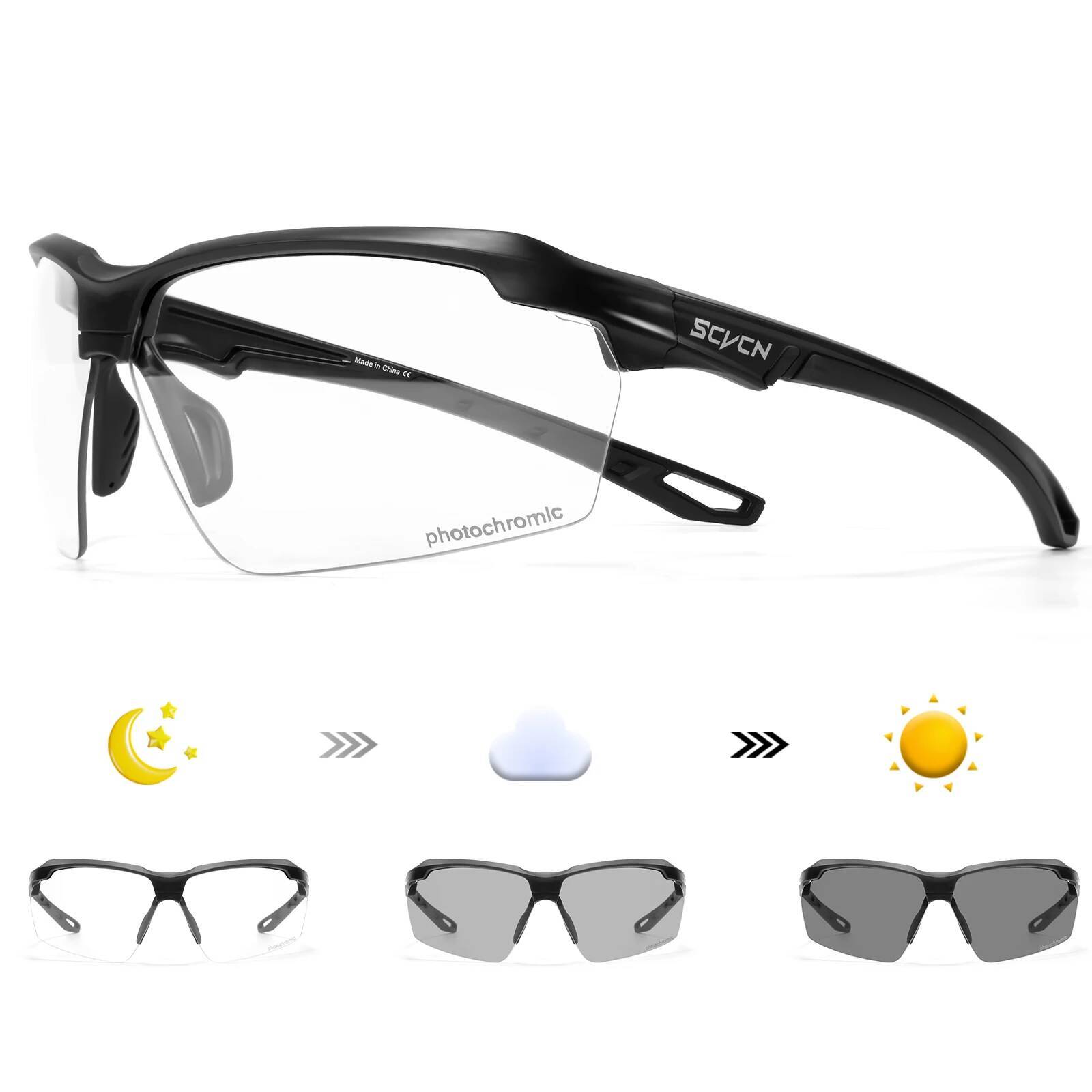 SCVCN Photochromic Men MTB Cycling Sunglasses Women Road Bike Eyewear UV400 Outdoor Sports Running Glasses