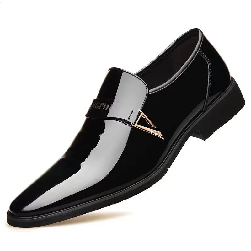Men Lacquer Leather Shoes Business Korean Edition British Pointed Set 250612