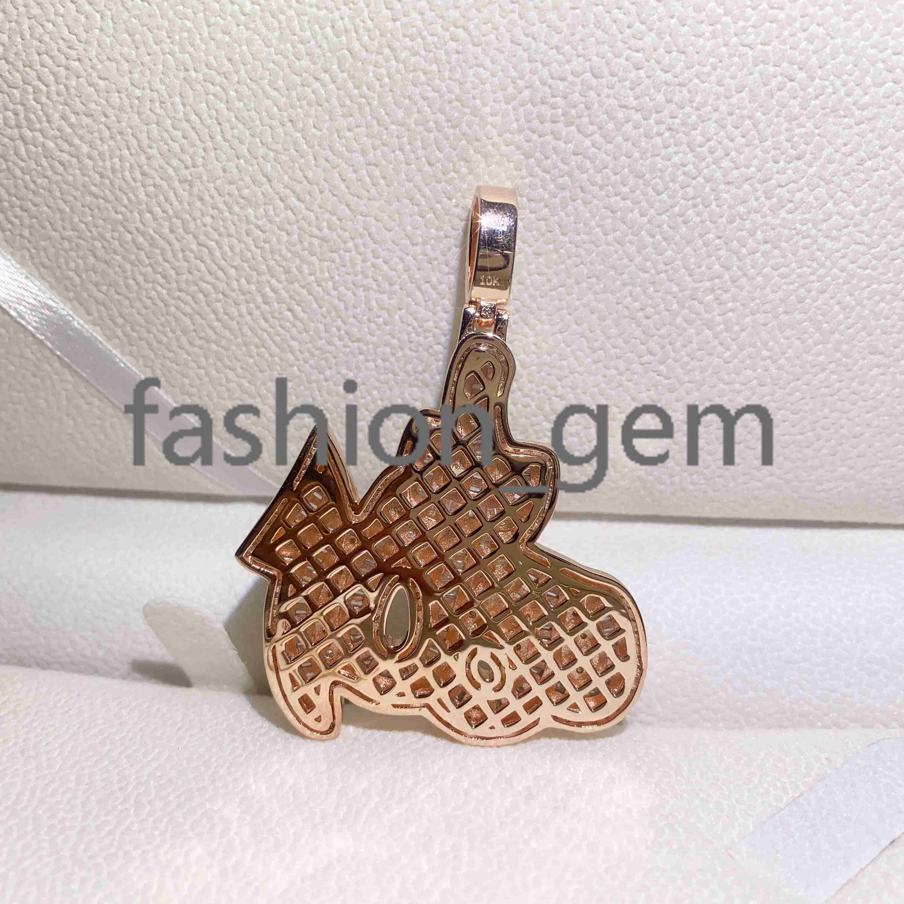 14k Rose Gold Plated Sterling Silver Hip Hop Men Vvs Moissanite Diamond Iced Out Allah Pendant
