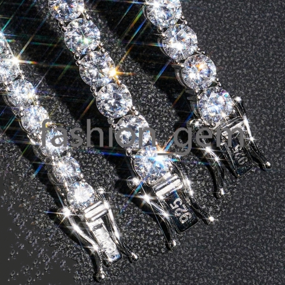 925 Silver moissanite moissaniteia Affordable 3mm 4mm 5mm Tennis Chain Necklace Bracelet 18k Gold Plated Necklace Hip Hop Rock