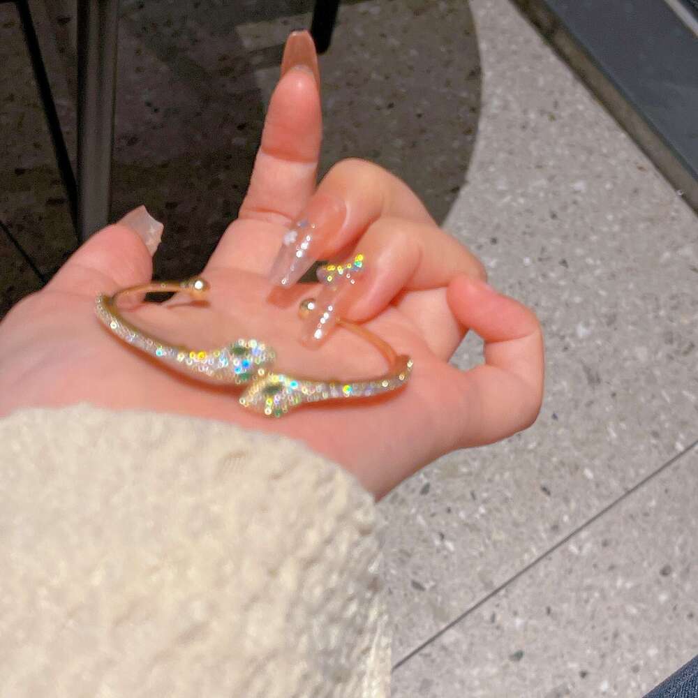 Golden Little Spirit Snake 2023 Adjustable Open Full Dia Shiny Sparkling Bracelet