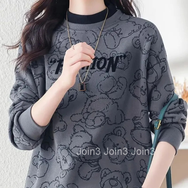 Baggy Womens Sweatshirts Loose Female Top Streetwear With Orint On Outerwears Korean Pullovers Y2k Popular Clothes Basic New In