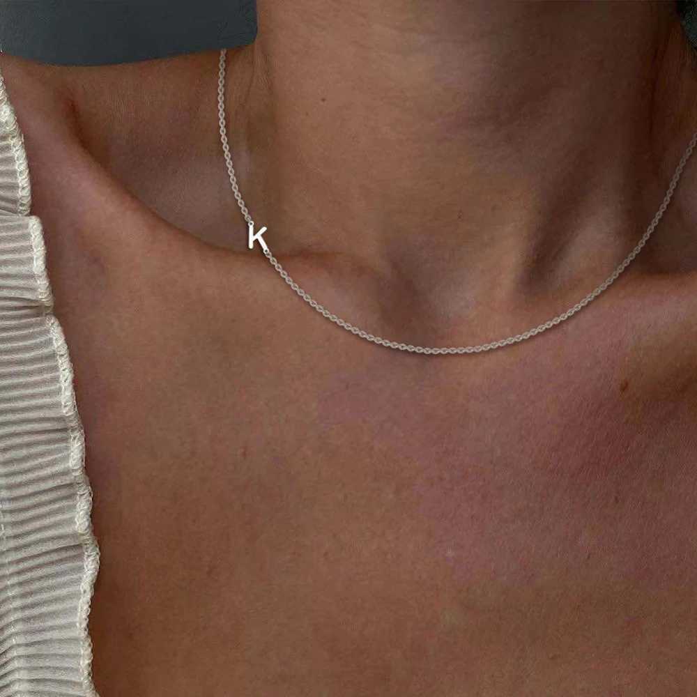 Skyrim Stainless Steel Initial Necklace for Women A-Z Alphabet Capital Letter Pendant Necklaces Choker Fashion Jewelry Gift 2025 W250618
