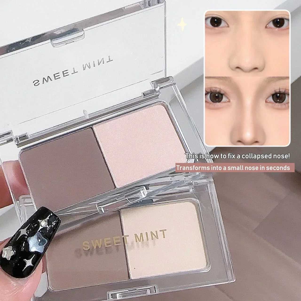 Two Colors Grey Nose Shadow Powder Matte Highlighting Contouring Palette Cheek Side V Face Matte Sculpting 2 in 1 Makeup Palette XJ250618