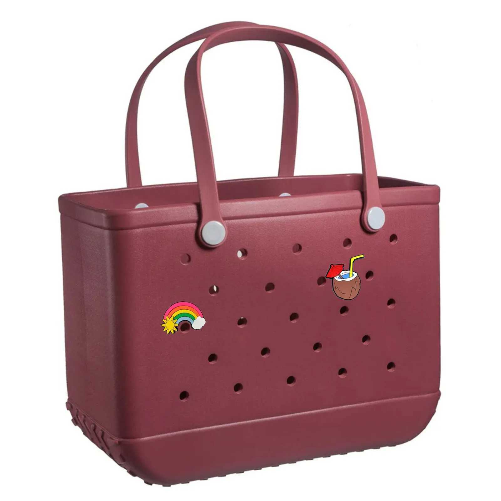Fi Large Beach Bags EVA Rubber Waterproof Storage Baskets Travel Shopping Handbag Wen Shoder Solid Color Jelly Bag B250618