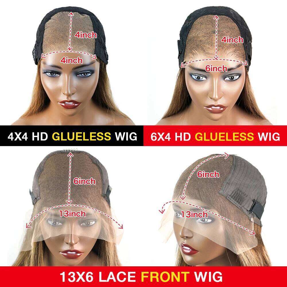 Highlight Glueless Wig Human Hair Ready To Wear Pre Cut Straight Ombre Color 13x6 HD Lace Frontal Wigs For Women Preplucked 100%