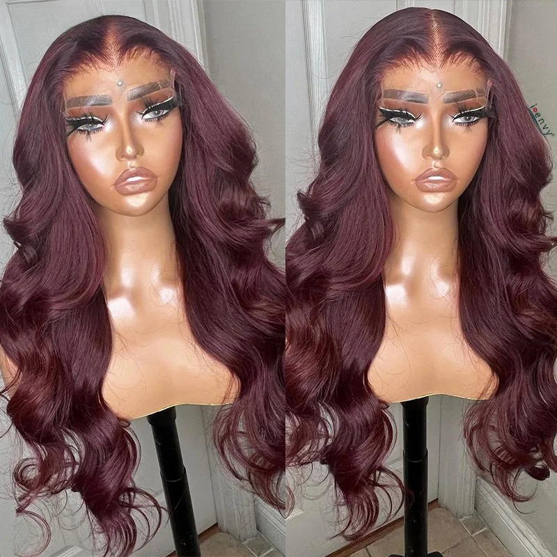 34 Inches Hd Lace Wig Body Wave 13X6 Red Lace Front Human Hair Wigs 13X4 Burgundy 99J Lace Front Wigs Pre Plucked Black Women Synthetic