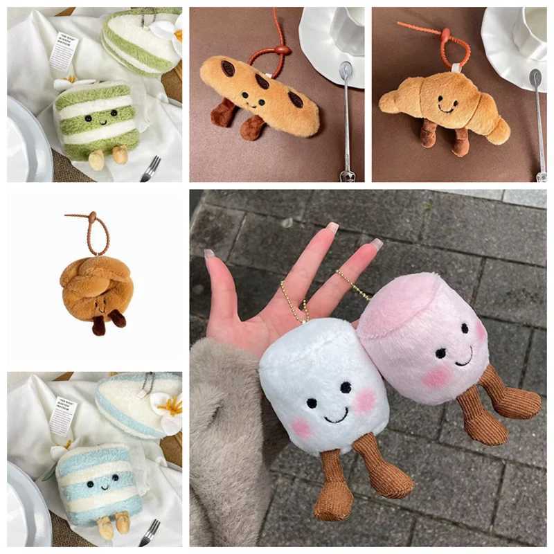 Hot Fun Marshmallow Keychain Cotton Candy Two Tone Cute Soft Cake Croissants Keychain Bag Pendant Accessories Dolls Pendant Gift W250618