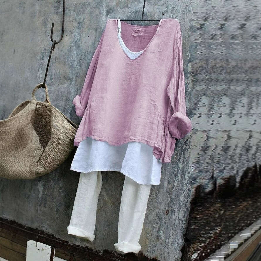 Summer New Women's Loose Casual Long Sleeve 3D Printed Pullover T-Shirt B5