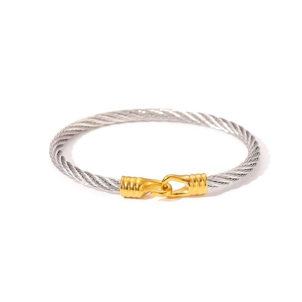 Luxury jewelry designer bracelet gold bracelet between steel wire ropes Europe America stainless steel non fading versatile titanium Fried Dough Twist