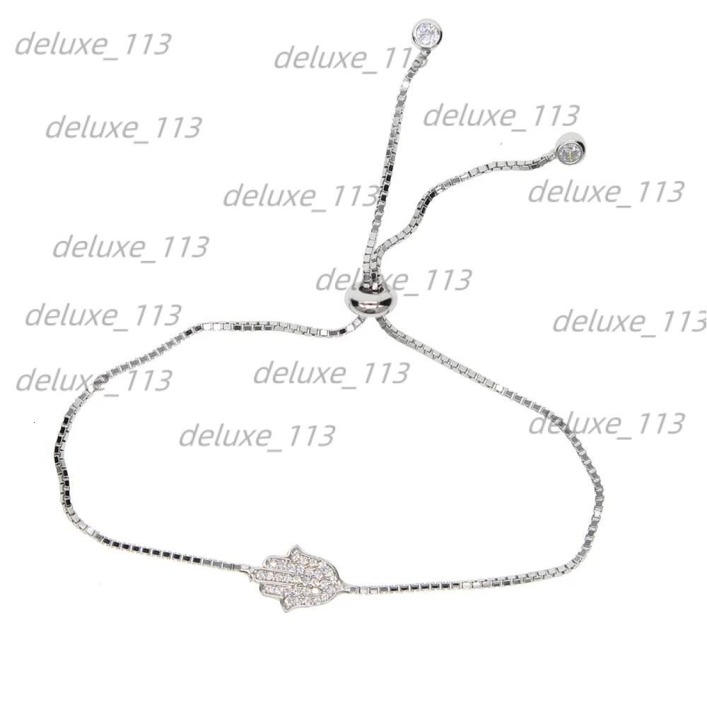 Adjust Slider Chain Tiny Cz Paved Hamsa Hand Charm Bracelet Sterling Sier High Quality Lucky Lovely Girl Women Gift Jewelry