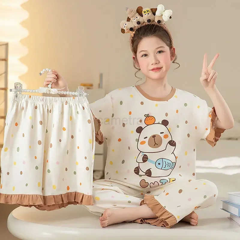 Sanrio Hangyodon Kawaii Anime Sanrio Ins Fashion Baby My Melody Clothes Pajamas Summer Cotton Cute Short-sleeved Shirt Pants Gifts XJ250618XJ250618