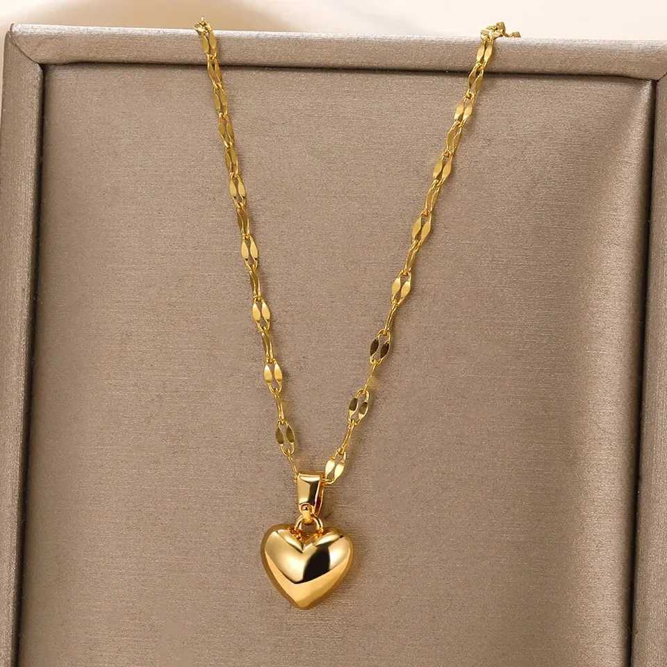 316L Stainless Steel Multilayer Heart Necklace For Women Girls Goth Gold Color Clavicle Chain Charm Choker Jewelry Birthday Gift W250618
