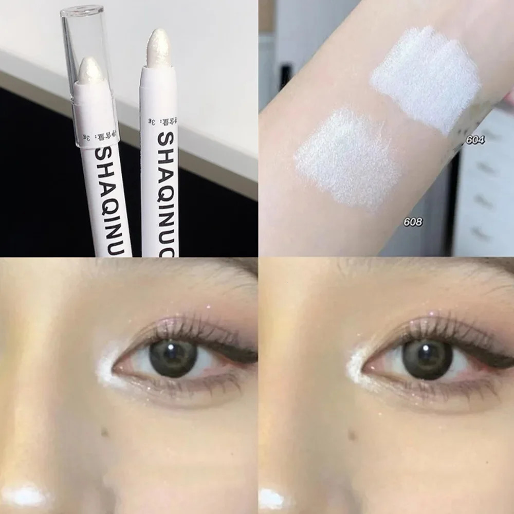 Matte Eyeshadow Stick White Eyeliner Shimmer Silver Highlighter Pen 250618