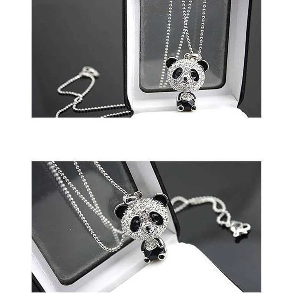 Classical Womens Rhinestone Moving Head Panda Pendant Sweater Chain Necklace For Women Charm Necklace Jewelry W250618