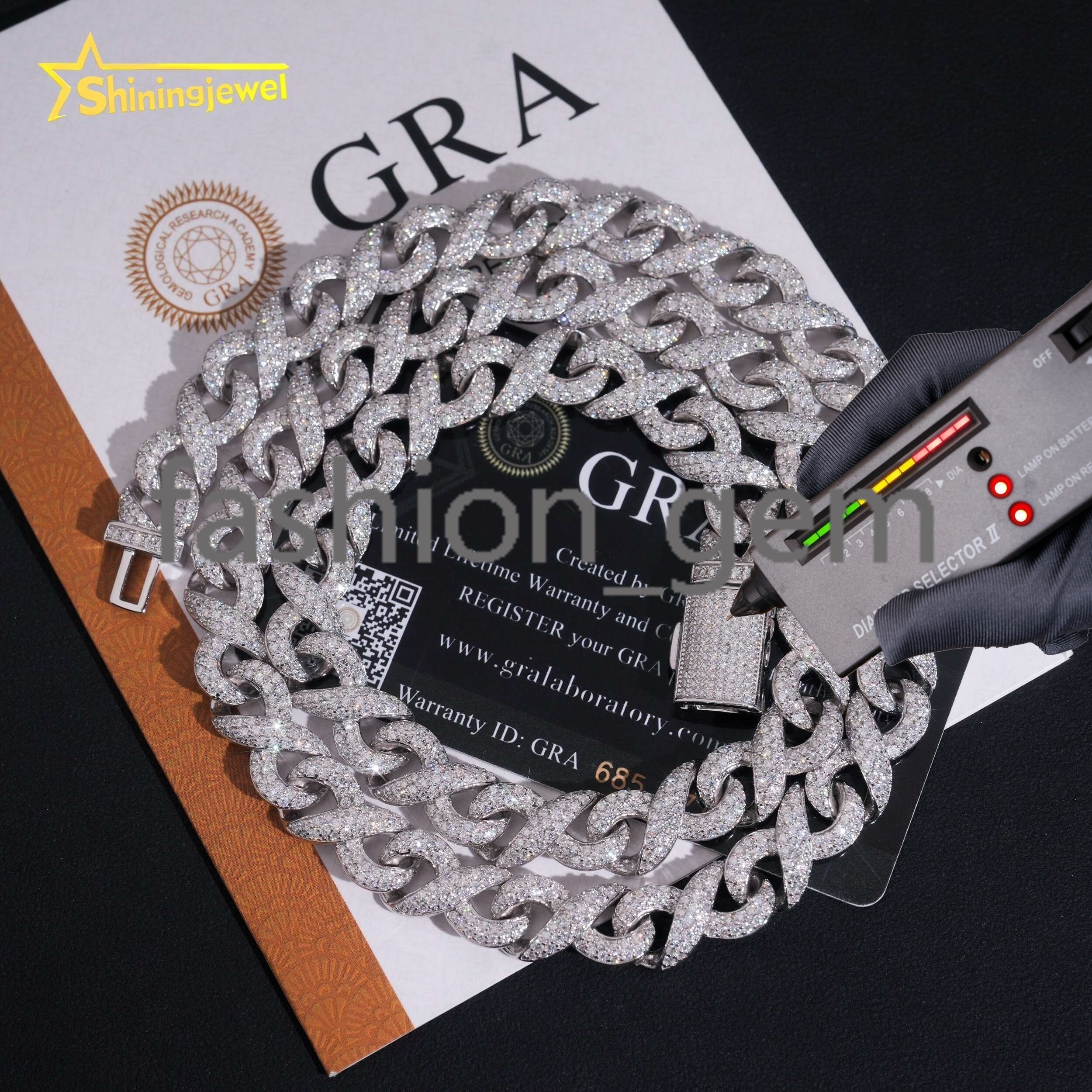 10mm Width 925 Solid Silver Iced Out Hip Hop Jewelry VVS D Moissanite Diamond Franco Cuban Link Chain Infinity Necklace Men